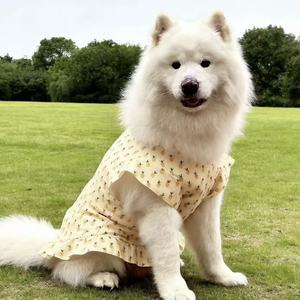 Vestido de Princesa de Poliéster Transpirable con Estampado para Perros Grandes, Chaleco con Mangas Volantes Finas, Ropa para Mascotas, Primavera/Otoño - Product Image 5