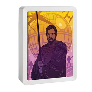 Obi Wan Kenobi boîte à lumière Led 3D, vente en gros, papier d'ombre, boîte de lampe à lumière coupée, personnage de Star Wars, lampe à découper en papier pour personnalisé
