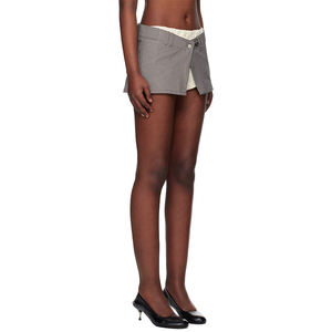 YY Minifalda de verano informal de sarga de algodón azul marino Desmontable Crepé Estilo corto Underlay Navy Layered Boxer Shorts Cintura lavada - Product Image 6