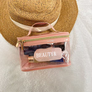 Sac de Jeu Personnalisé Grande Capacité Mahjong Pouch Cosmétique Sac rose Voyage Transparent clair Make up Toiletry Tile Mahjong Bag - Product Image 2