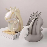 2025 créatif luxe licorne céramique Ins lumière boîte à mouchoirs maison salon décoratif Itemr décoration de la maison luxe décor à la maison