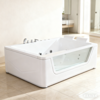 Baignoire rectangulaire moderne et traditionnelle en acrylique, écologique, idéale pour appartement, avec robinet de douche intégré et fonction de massage par air
