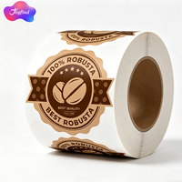 Autocollant adhésif personnalisé en rouleau, étiquette imperméable avec logo de marque, impression d'étiquettes, conception d'étiquettes d'emballage, autocollant personnalisé pour café