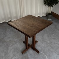 Table à manger carrée en bois d'orme massif, écologique, stable, style contemporain, structure à mortaise et tenon, mobilier de maison