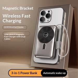 Banco de Energía Inalámbrico Magnético de 10000mAh con Carga Rápida QC3.0 de 22.5W, Mini Cargador 3 en 1, 2 Cables Integrados, Correa y Activación Automática - Product Image 3