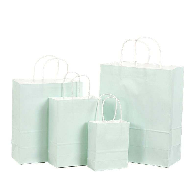 Brand New Exquisite Personalised Water Green Eco Recyclable Kraft Paper Bags for Promotion Screen Printed Customizable