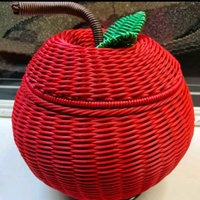 Panier à fruits décoratif en rotin avec couvercle, panier de rangement, organisateur, cadeau artisanal mignon, rangement exquis bleu
