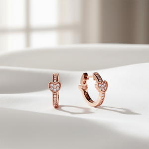 Orecchini con Diamanti Taglio Cuore in Oro Rosa per Donna, Gioielli con Diamanti Naturali Placcati in Oro Bianco per Uso Quotidiano - Product Image 2