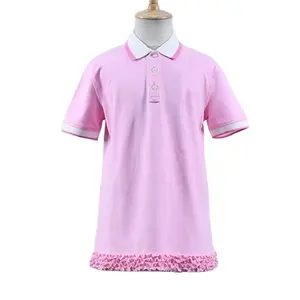 OEM ODM özelleştirilmiş stiller çocuk giyim Toddler bebek giyim yaz kız T Shirt pamuk örme pembe Polo GÖMLEK