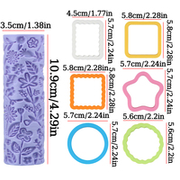 Ensemble de 7 emporte-pièces à biscuits, rouleau à texture florale, étoile, rond, rectangle, carré, emporte-pièces à dentelle pour la pâtisserie, moule à biscuits