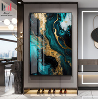 Peinture d'art abstraite en cristal de porcelaine bleue de haute qualité moderne et de luxe en diamants 3D pour la maison, hôtel, bureau, décoration murale