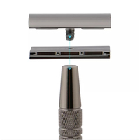 Rasoir classique LIYI Gunmetal, manche en aluminium moins cher, acier inoxydable, double lame, tête en trois parties, alliage de zinc, léger (45g)