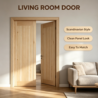 Modern Minimalist Unfinished Solid Pine Timber Door Plain Solid Wood Slab Sound Insulation for Self-built House Interior Use