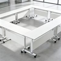 Table de formation mobile à plateau rabattable avec roulettes, table de réunion portable pour séminaires et ateliers