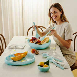 Juego de Platos de Resina de Color Sólido, Diseño Moderno y Lujoso, Apto para Lavavajillas, Hecho a Mano, Ecológico, para Fiestas y Hogar - Product Image 1