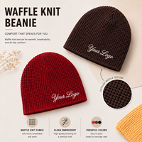 Gorro de Invierno Térmico Personalizado con Logotipo Bordado, Gorro de Punto Tipo Waffle, Gorro de Calle para Hombre y Mujer