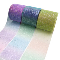 Bobine de tulle en maille à pois argentés dégradé irisé de 7,5 cm pour accessoires capillaires DIY, pâtisserie, emballage cadeau de fête