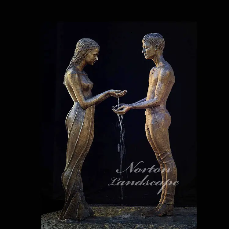 Modern Outdoor Decoration Used Art Metal Fountain Naked Man And Woman Statues Brass Bronze Garden Water Fountains