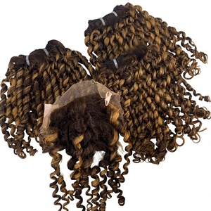 <b>Pixie</b> Curly Piano Color Super Double Drawn Transparent Lace Vietnamese Human Hair - Product Image 1