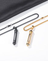 Pendentif Bouteille de Parfum Atila pour Homme, en Acier Inoxydable et Titane, Plaqué Or Antique, avec Face Cylindrique Style Punk et Ouverture, Idéal pour Fêtes et Souvenirs