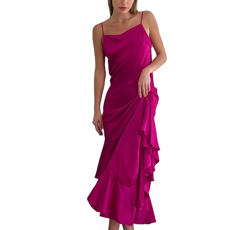 High Quality Flower Satin Dress Long Skirt Elegant Designer Plus Size Women'S Dresses