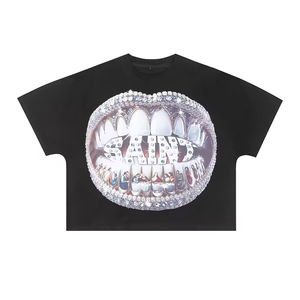 T-shirts courts Boxy surdimensionnés 100% coton Y2K imprimé graphique t-shirts Streetwear T-shirts pour hommes de haute qualité - Product Image 5