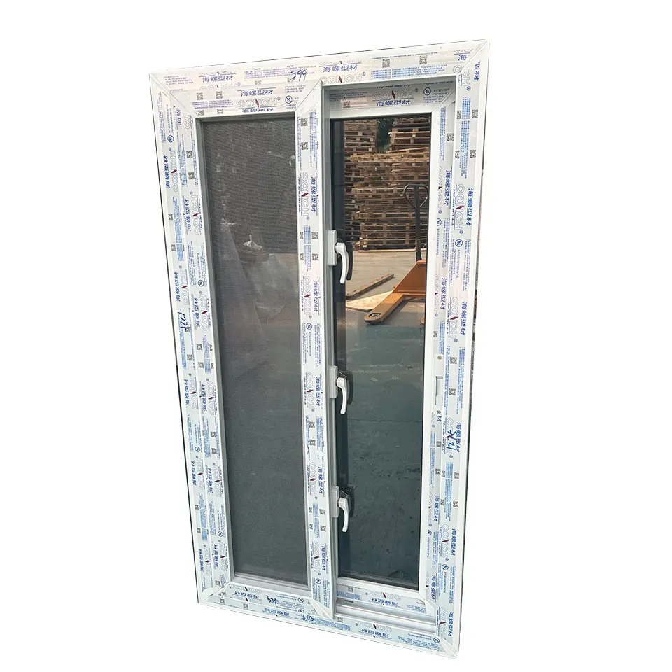 Factory Direct Sale CE Certificated Plastic Steel Double Glazed White Window with Grill and Mosquito Net