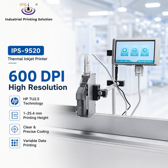 IPS-9520 Thermal Inkjet Printer with HP TIJ2.5 Technology 600 DPI High Resolution Printing for Variable Data Coding