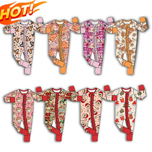 Hot Bán Trẻ Sơ Sinh Giáng Sinh Romper Tùy Chỉnh Ruffles Thiết Kế Bé Cô Gái Mùa Đông Gấp Tay Và Chân Dài Tay Áo Dây Kéo Đáng Yêu Ngủ - Product Image 2