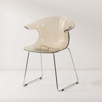 Mobilier de Maison Nordic Modern Chrome Metal Frame Clear Transparent Dinning Chaises de salle à manger de luxe en acrylique avec pieds en métal