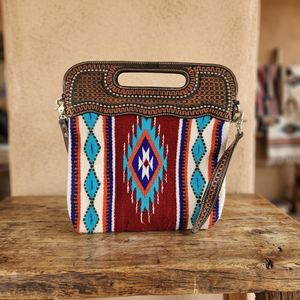 Bolso Tejido Estilo Occidental de Cuero Genuino con Asa Repujada Vintage y Dos Correas de Transporte - El Más Vendido en India - Product Image 2
