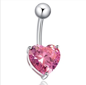 Anello per ombelico in acciaio chirurgico con zircone rotondo con stella quadrata in acciaio - Product Image 5