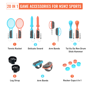 20-in-1 ABS trò chơi thể thao bó Phụ kiện cho Nintendo cho chuyển đổi 2 thể thao Kit Tennis Cầu Lông vợt chủ Grips - Product Image 2