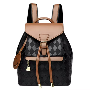New Retro Contrast Color Women's Travel <b>Backpack</b> Women's Casual <b>Lightweight</b> Plaid <b>Backpack</b> - Product Image 6