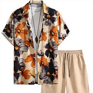 ชุดเสื้อและกางเกงขาสั้นถักลายฮาวายแบบสั่งทำพิเศษ ระบายอากาศได้ดี แห้งเร็ว ลายปัก พิมพ์ลาย ไซส์ใหญ่ สำหรับฤดูใบไม้ผลิและฤดูร้อน - Product Image 4