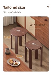 <span class=keywords><strong>Tabouret</strong></span> rond <span class=keywords><strong>en</strong></span> bois minimaliste, durable, extensible et empilable avec un design écologique pour le salon, l'hôtel, l'appartement, la maison, les meubles - Product Image 2