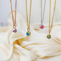 Collier en acier inoxydable avec pendentif en cristal de strass du signe du zodiaque et pierre de naissance, chaîne cubaine, pour femme, cadeau de bijoux