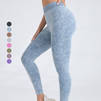 Leggings de yoga taille haute à dos en V délavé à l'acide pour femmes pantalons de sport à impression haute pour femmes