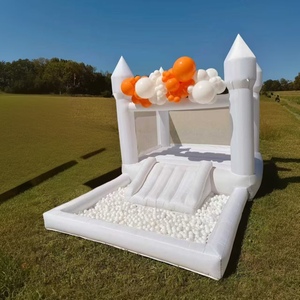 Château gonflable blanc avec fosse à balles et toboggan, mini château gonflable <span class=keywords><strong>pour</strong></span> enfants et adultes avec souffleur d'air - Product Image 5