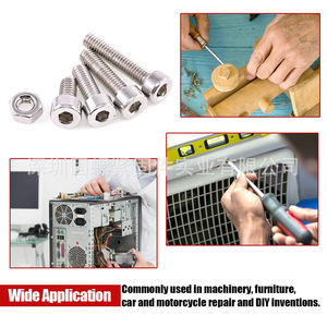 304 Stainless Steel Screw Set M4 8 12 16 20mm Cylindrical Head Hex Socket Screws Nuts Tool <b>Case</b> 180pcs - Product Image 3