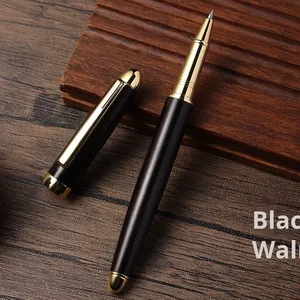 Stylo plume rétro en laiton et bois de santal, cadeau d'affaires rétro, stylo bille, impression de logo, stylo gel en bambou et métal, cadeaux de bienvenue - Product Image 2
