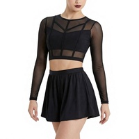 Ensemble de danse jazz pour femmes adultes, haut court à découpes MiDee et short ample à taille élastique, pour les spectacles sur scène