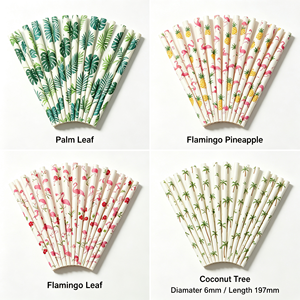 Pailles en papier jetables imprimées de qualité alimentaire, 6mm*197mm, motifs variés, pour fêtes, bars et hôtels (vente en gros) - Product Image 3
