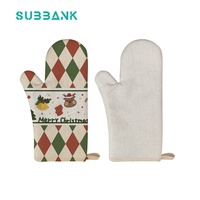 Subbank sarung tangan BBQ dapur tahan panas sublimasi cetak Transfer termal sarung tangan memasak koki 100% katun Linen sarung tangan Oven