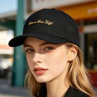 Casquettes de baseball imperméables pour hommes, 5 panneaux, visière légèrement incurvée, logo en caoutchouc personnalisé, pour le sport et l'extérieur, avec cordon, vente en gros fabricant