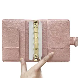 Benutzer definierte Pink A5 A6 A7 Binder 6 Ringe Budget Binder Brieftasche PU Leder Planer Hardcover Budget Binder Notebook Cover