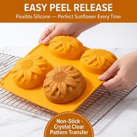 Moule en silicone Tournesol 6 cavités, écologique, résistant au four, sans BPA, qualité alimentaire, antiadhésif, pour savon, gâteau, chocolat, bougie, cire fondue