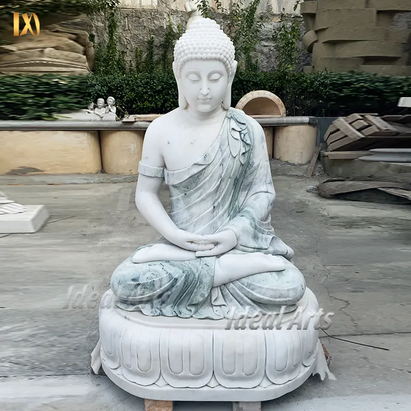 На открытом воздухе в натуральную величину каменная мраморная статуя Будды домашний декор для продажи