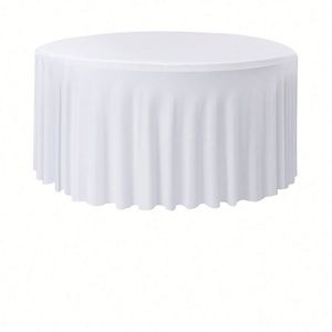 Custom Wrinkle-Free Eco-Friendly Fitted Wedding Banquet Home Tablecloth Black Round Spandex with Skirt - Product Image 1