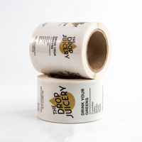 Étiquettes transparentes en vinyle pour bouteilles de jus, résistantes aux basses températures, pour emballages de boissons, produits privés